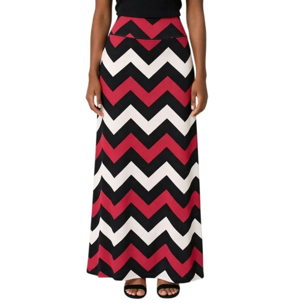 Tovia Size Small Skirt Maxi Chevron Print High Waist Stretchy Fabric